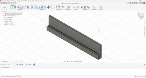 The start of version 8 in Fusion: a long grey rail with a hollow running along its front, to hold the arrow.