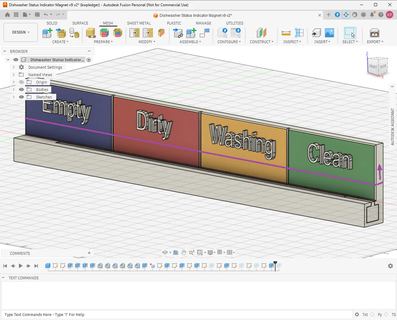 A Fusion screenshot marked up in MS Paint, showing where the box was sliced across and raised to give the panels more height.